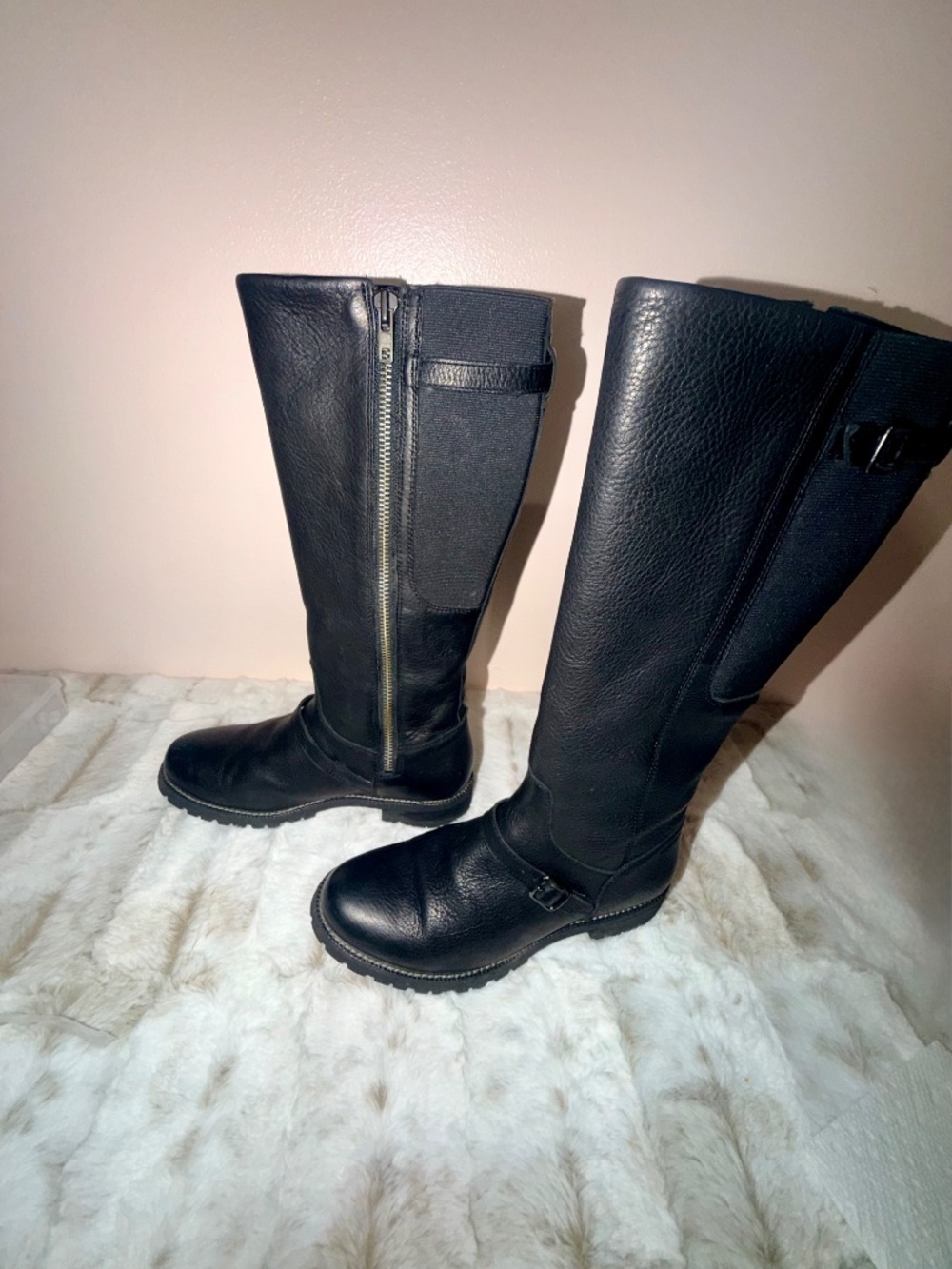 Ariat Black Mid-Shaft Leather-Upper Boot With Side Zipper & 2 Adjustable Buckles